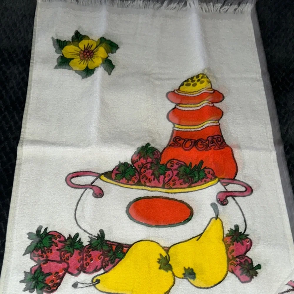 Colorful Fruit Pattern Towels set of 2 retro vintage dish towels
